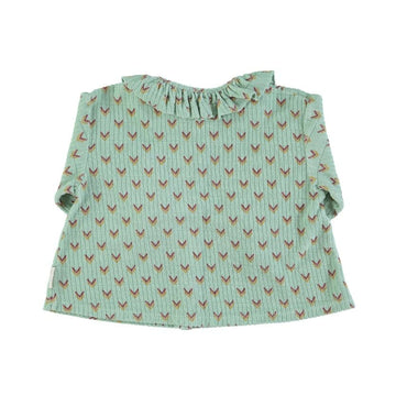 Blouse in terrystof - groen met multicolour pijltjes